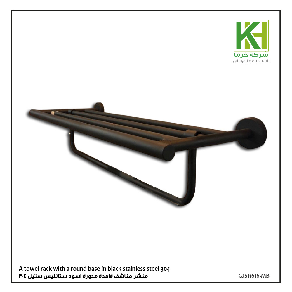 Picture of A towel rack with a round base in black stainless steel 304